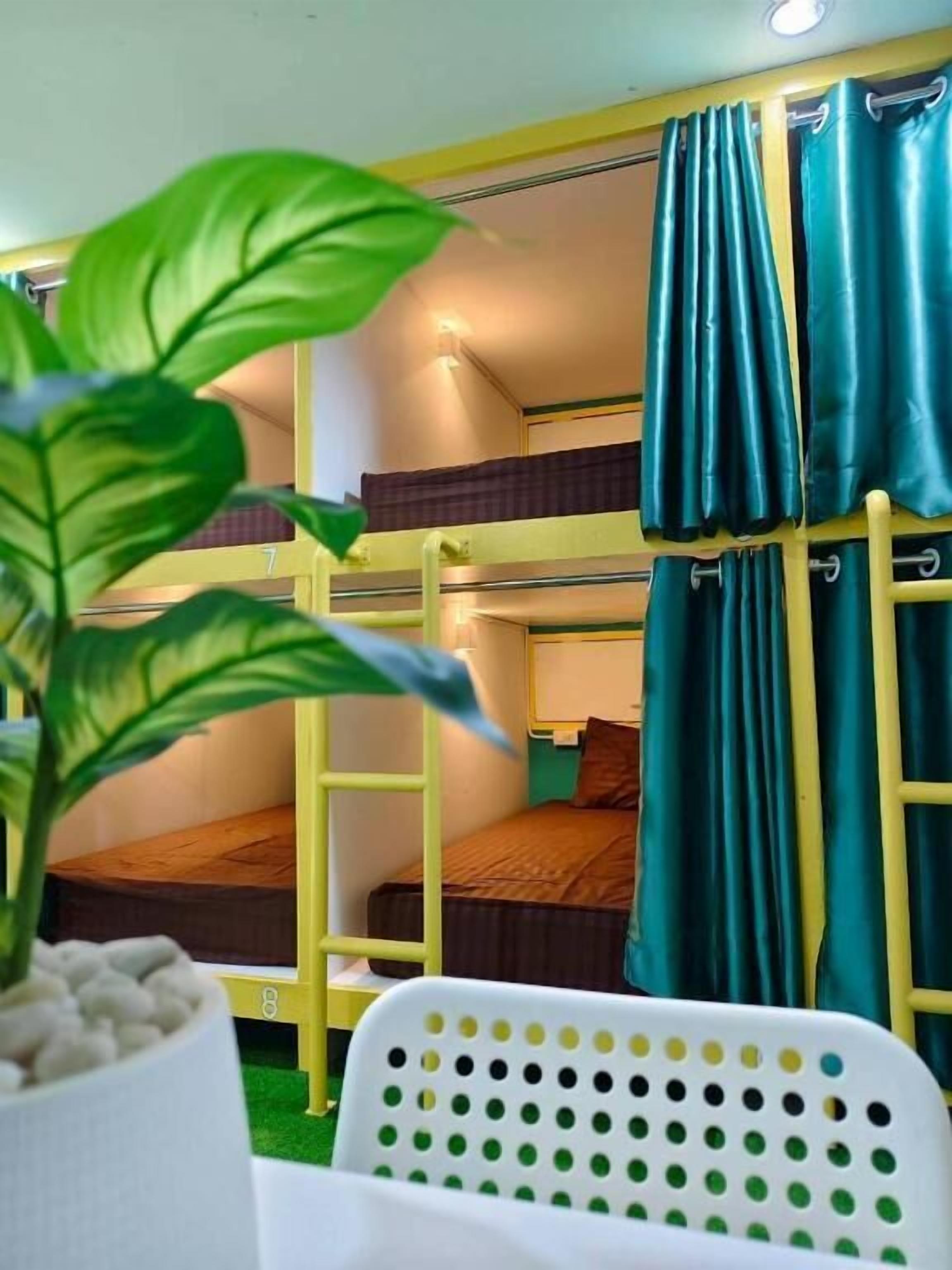 Desk, laptop workspace, blackout curtains, iron/ironing board