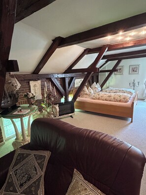 TV, fireplace - Cozy vacation apartment near Friedrichstadt with sauna and whirlpool (Kleve)