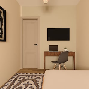Habitación doble estándar | Escritorio, espacio para trabajar con laptop y wifi gratis 