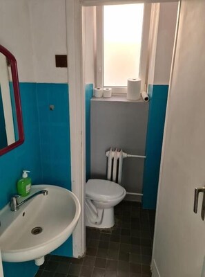 Een haardroger, handdoeken, zeep, shampoo