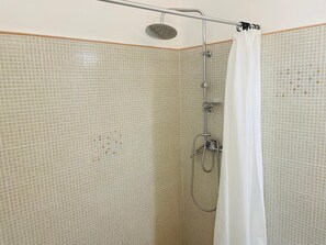 Hair dryer, bidet, towels, soap