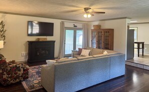 TV, fireplace