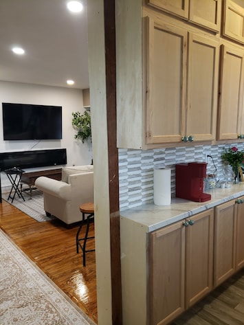 As you enter apartment 4, you will see your kitchen/dining/living room space.