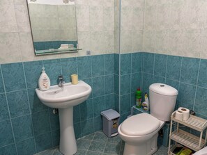 Douche, sèche-cheveux, bidet, serviettes fournies