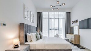 Apartemen Deluks, 2 kamar tidur, dapur, pemandangan kota