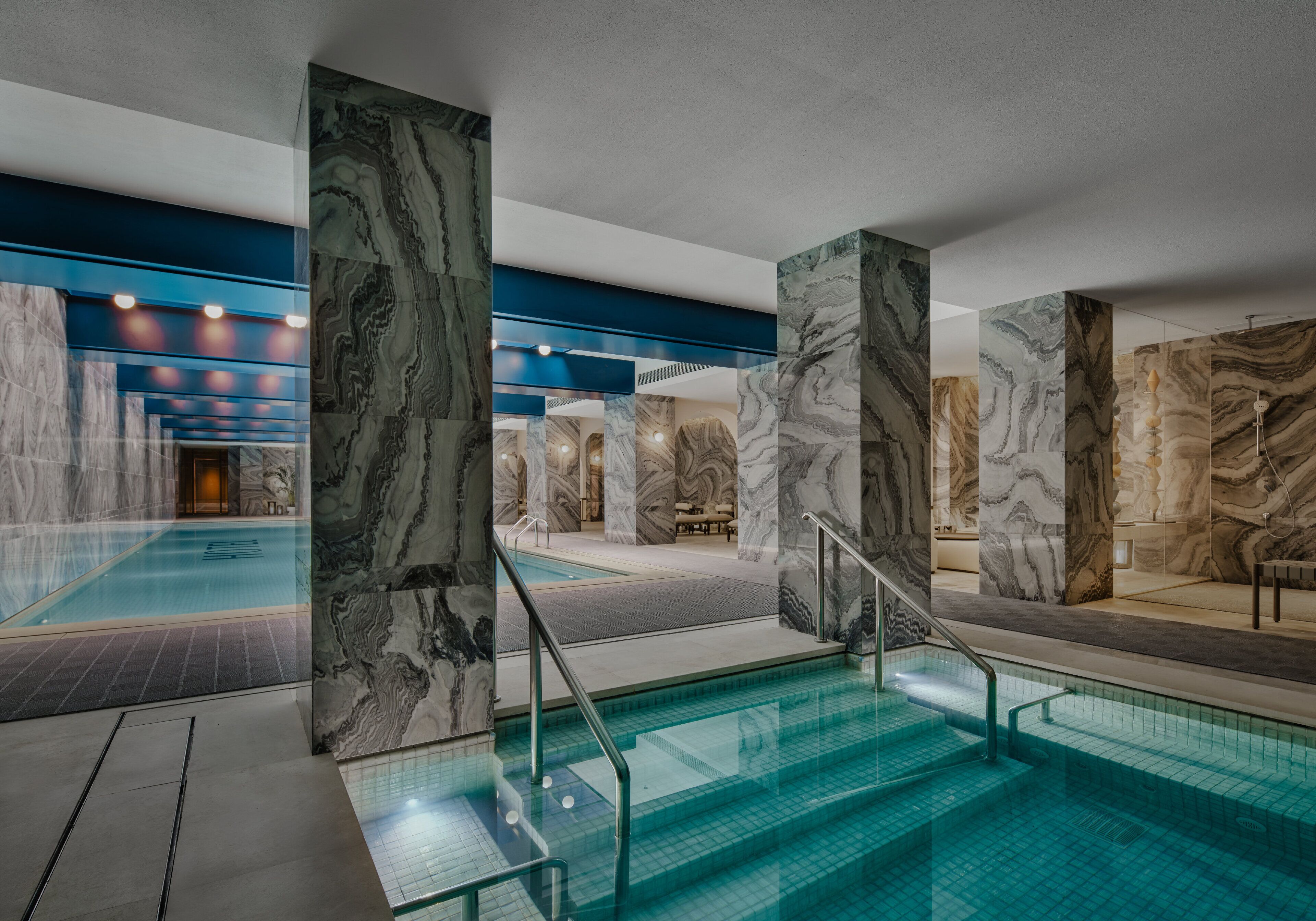 Indoor pool, open 7:00 AM to 11:00 PM, lifeguards on site