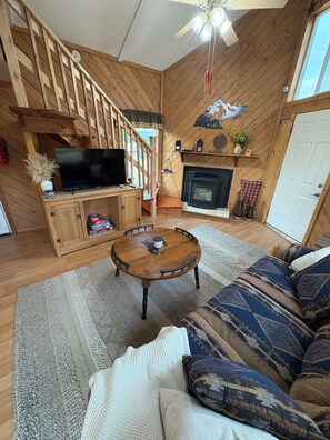 TV, fireplace