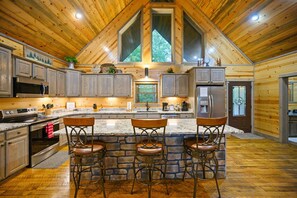 Cabin, Multiple Beds, Hot Tub, Garden View (Heartland Retreat) | Private kitchen - Heartland Retreat-tree-lined /hot Tub/game Room (Broken Bow)