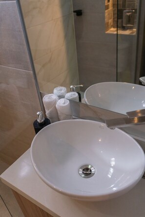 Sèche-cheveux, serviettes fournies, savon, papier toilette