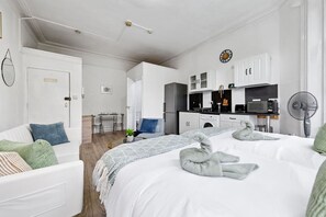 1 slaapkamer, een bureau, een strijkplank/strijkijzer, wifi