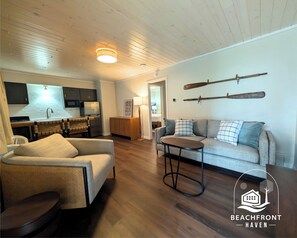 Suite, Patio, Beach View | Laptop workspace, blackout curtains, iron/ironing board, free WiFi