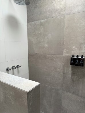 Regadera, secadora de cabello, bidet, toallas 