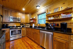 Cabin, Multiple Beds, Hot Tub, Mountain View (Summer Moon Lodge) | Private kitchen | Fridge, microwave, coffee/tea maker - Summer Moon Lodge - For 8ppl (Broken Bow)