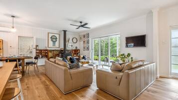 TV, fireplace
