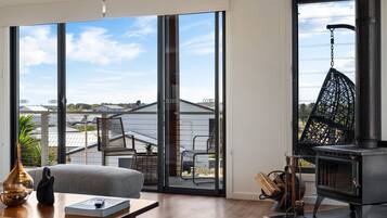 TV, fireplace, ping pong, books