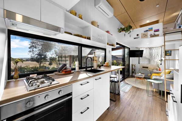 Fridge, oven, stovetop, toaster