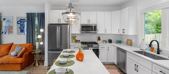 Modern, Cozy Home near Downtown & NC State w/Patio, King Bed, Mini Golf
