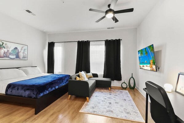 Desk, iron/ironing board, travel crib, WiFi