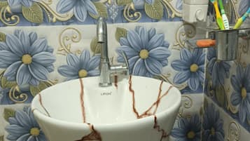 Hair dryer, towels, toilet paper