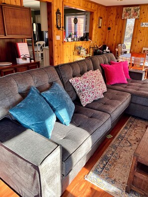 Smart TV, fireplace, DVD player, books