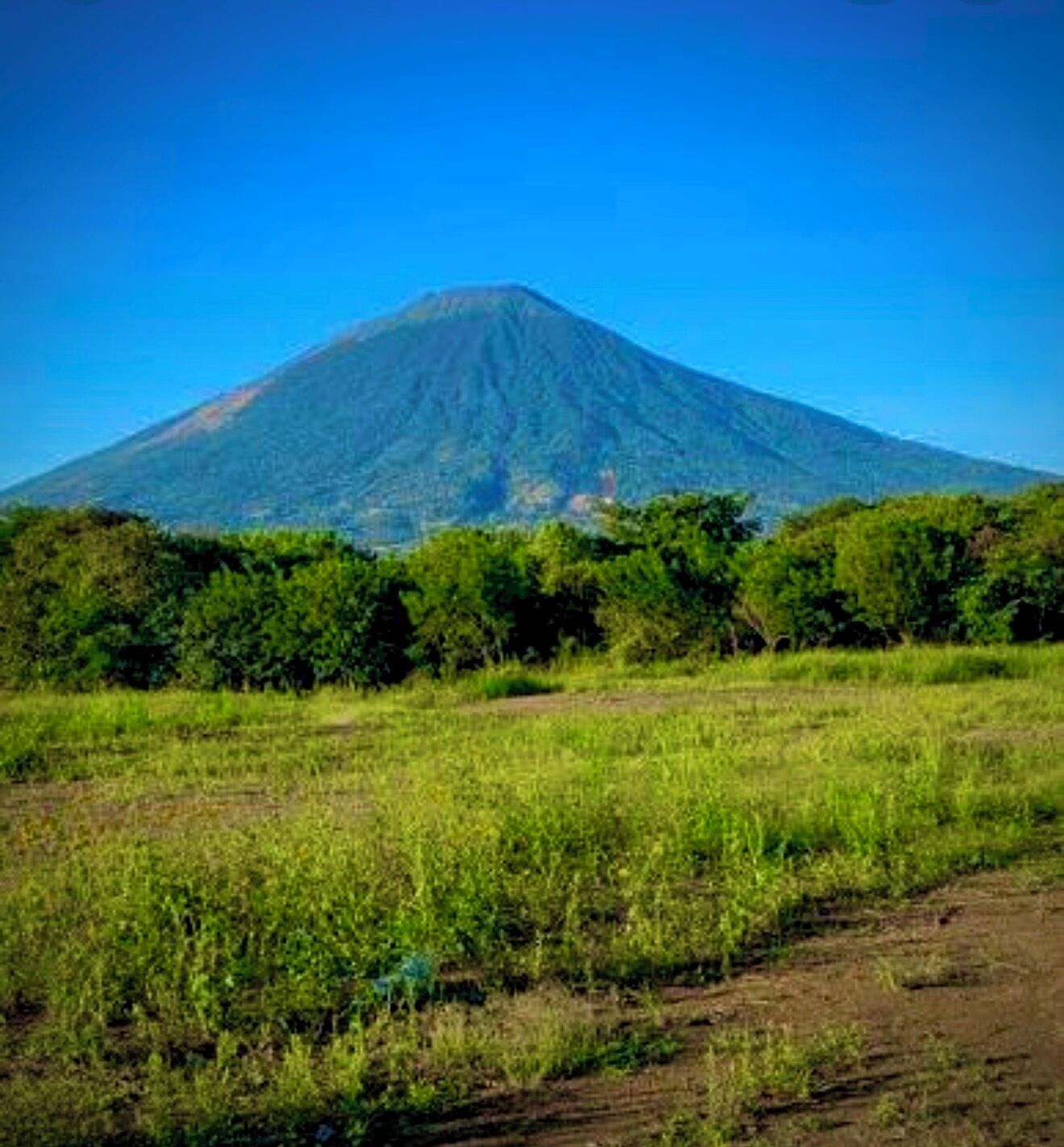 A mountain with a clear sky.