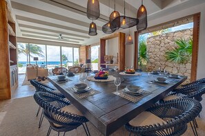 Dining - Beachfront Villa with Private Pool & Private Beach (Puerto Aventuras)
