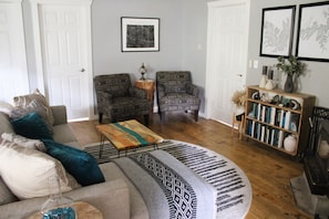 TV connectée, cheminée, livres