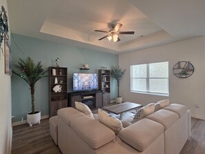 TV, fireplace