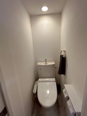 Basic Apartment | Bathroom | Combined shower/tub, hair dryer, electronic bidet, towels