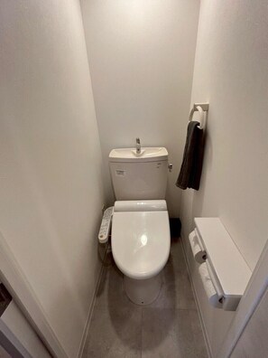 Basic Apartment | Bathroom | Combined shower/tub, hair dryer, electronic bidet, towels