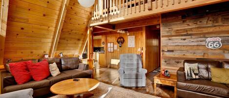 Smart TV, fireplace, foosball