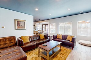 Smart TV, fireplace, foosball, table tennis - Hillside Hideaway ~ Dog-friendly home with wraparound deck, grill, game room, & bar - walk to dining (Big Bear Lake)