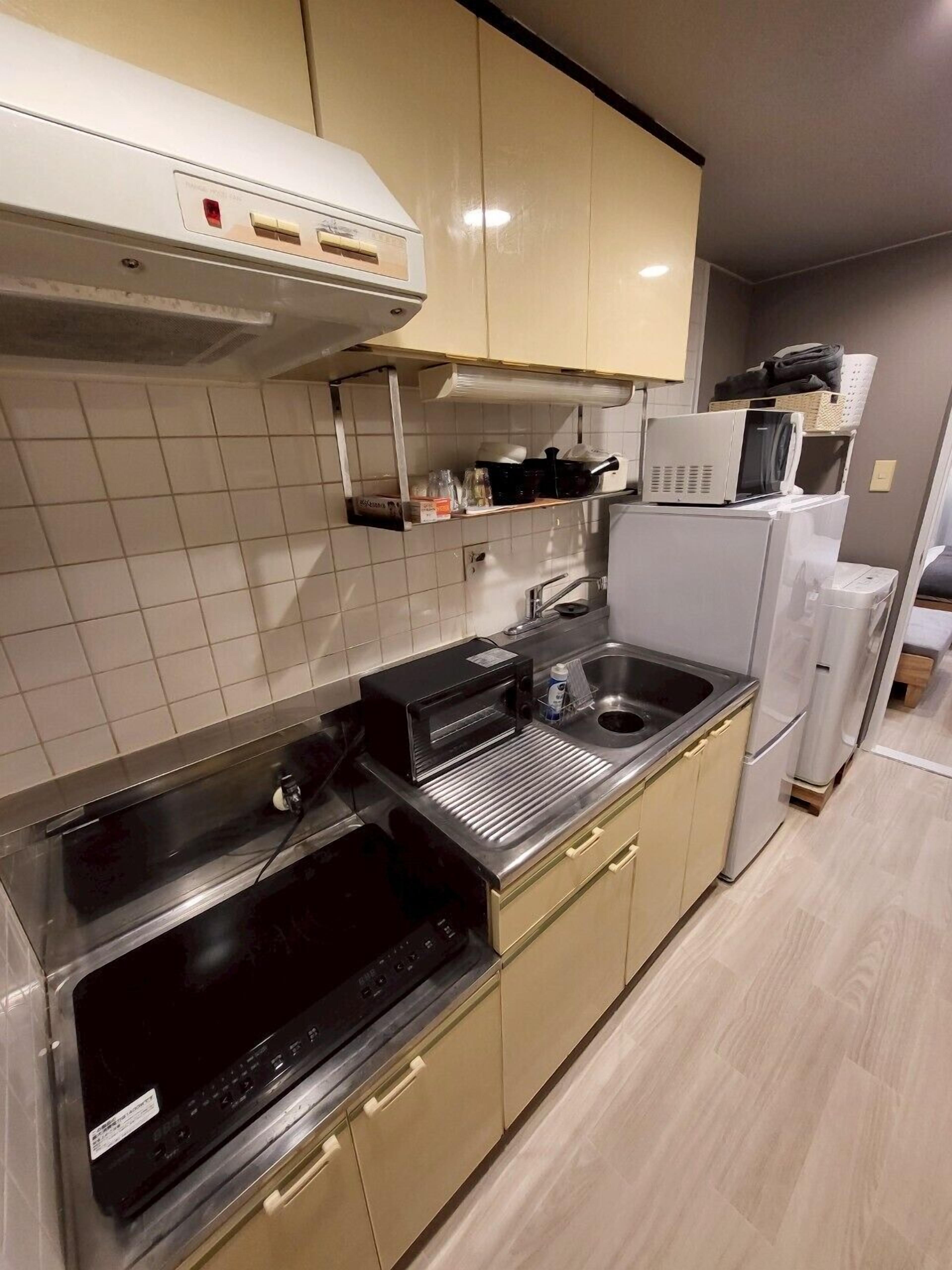 Basic Apartment | Private kitchen | Full-size fridge, microwave, stovetop