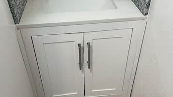 Hair dryer, towels, toilet paper