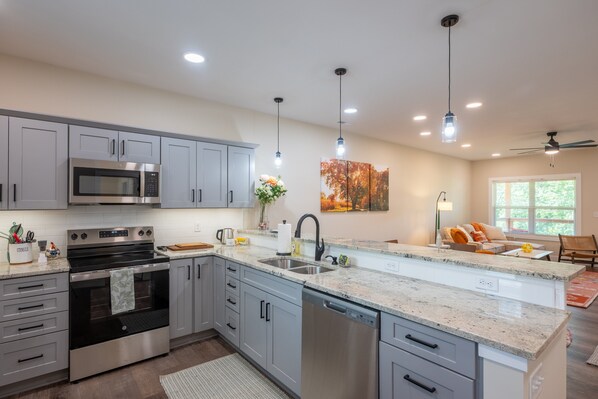 Kühlschrank, Mikrowelle, Ofen, Herdplatte