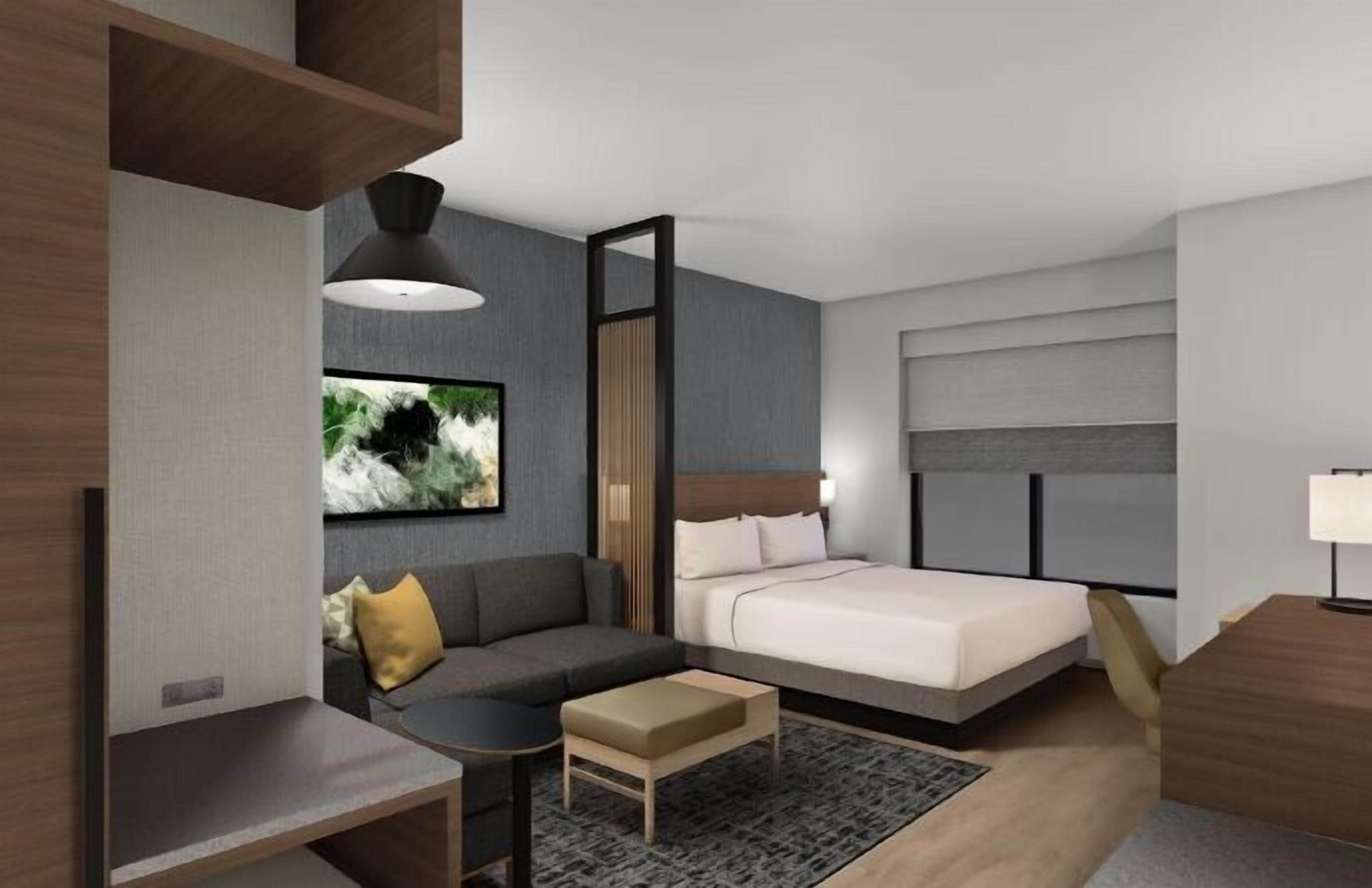 Peralatan tempat tidur hipoalergenik, peti besi dalam bilik, meja 