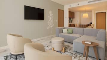 Suite, 1 habitación | Tabla de planchar con plancha, wifi gratis y ropa de cama