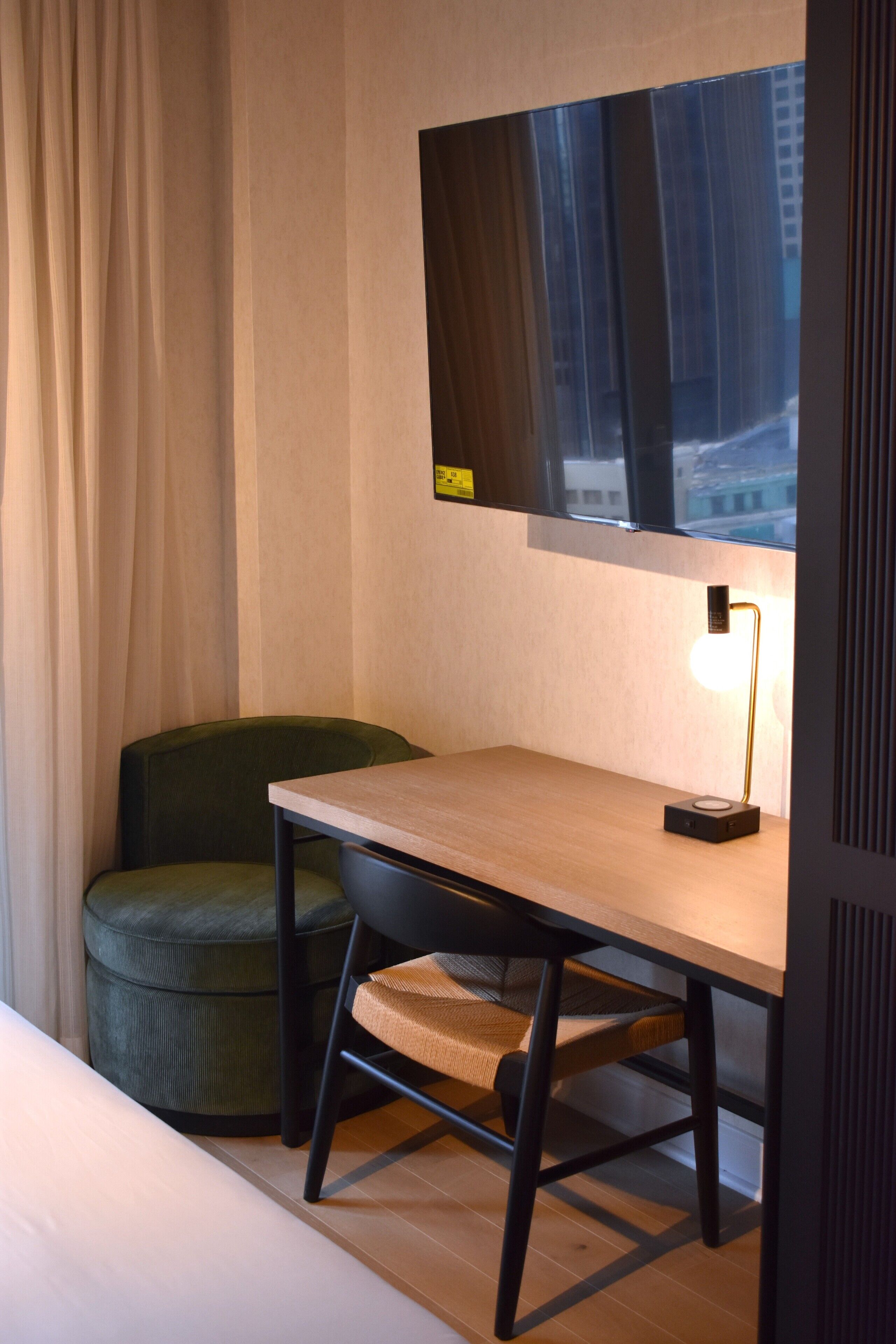 In-room safe, desk, laptop workspace, blackout curtains