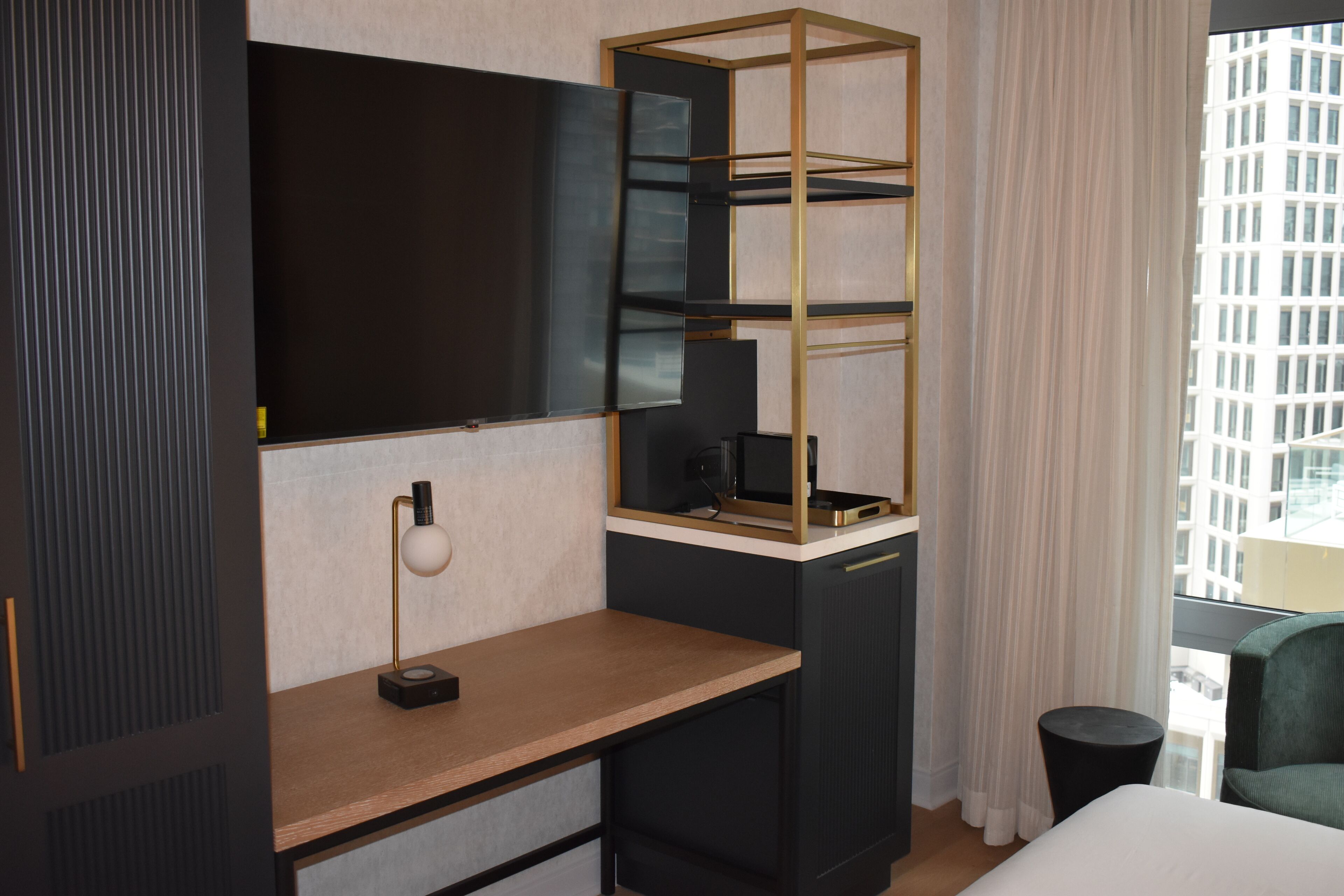 In-room safe, desk, laptop workspace, blackout curtains