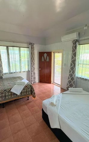 Blackout curtains, iron/ironing board