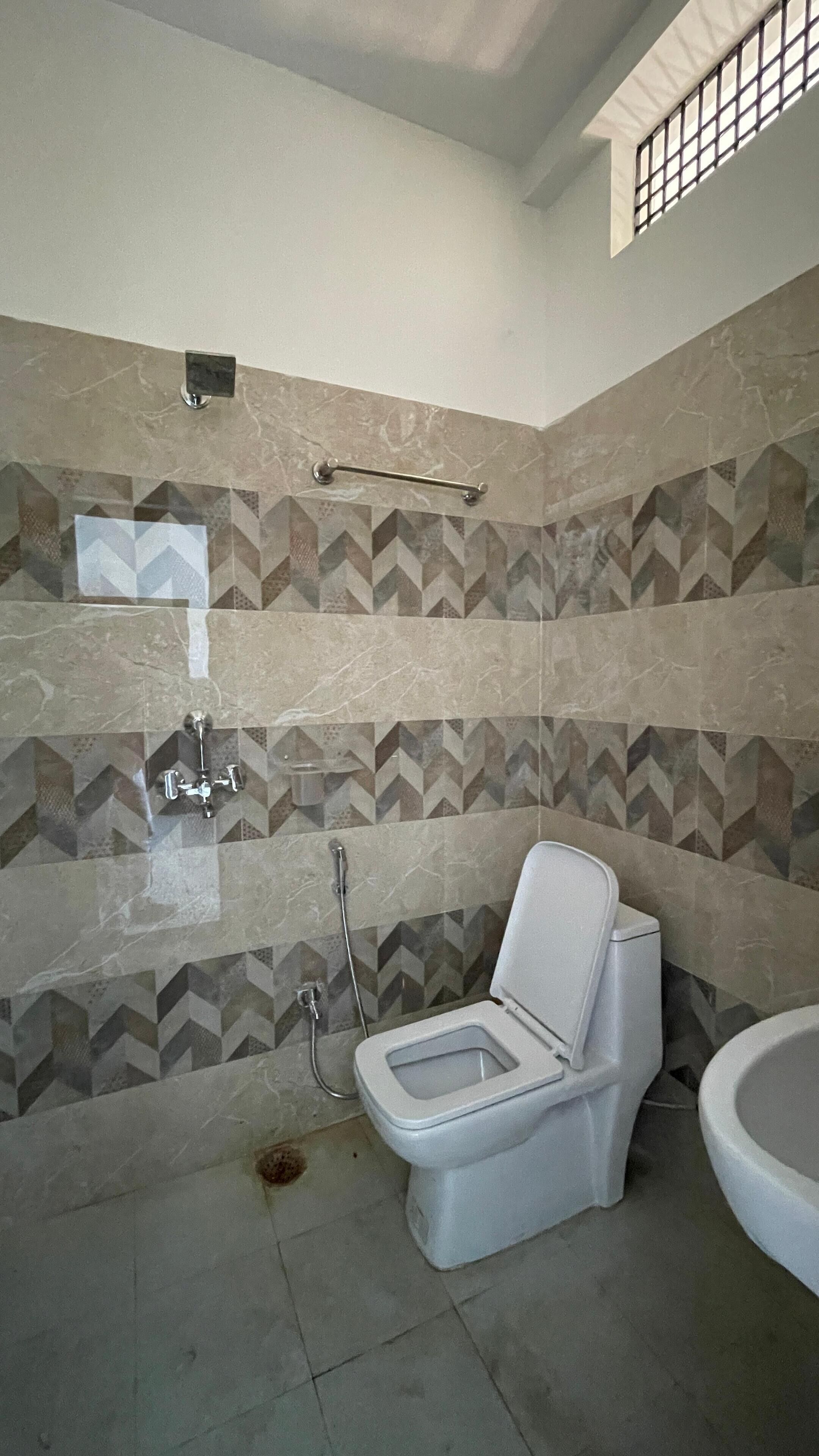 Shower, bidet, towels, soap