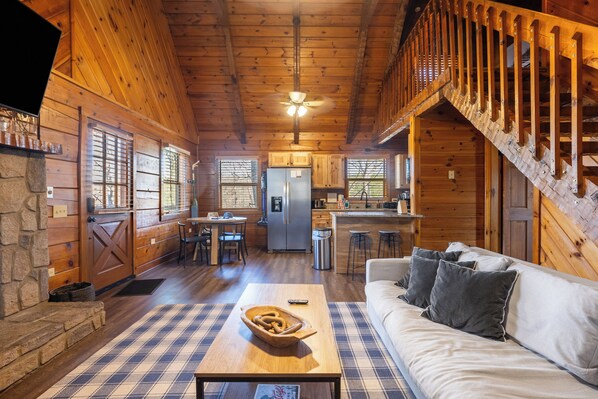 Smart TV, fireplace, table football, ping pong