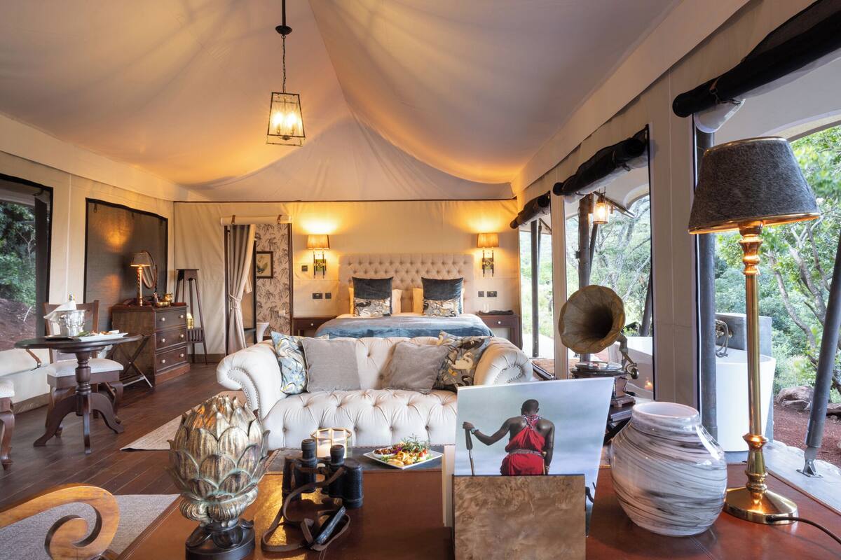 Superior Tent, Hill View | Peralatan tempat tidur premium, busa memori, peti besi dalam bilik 
