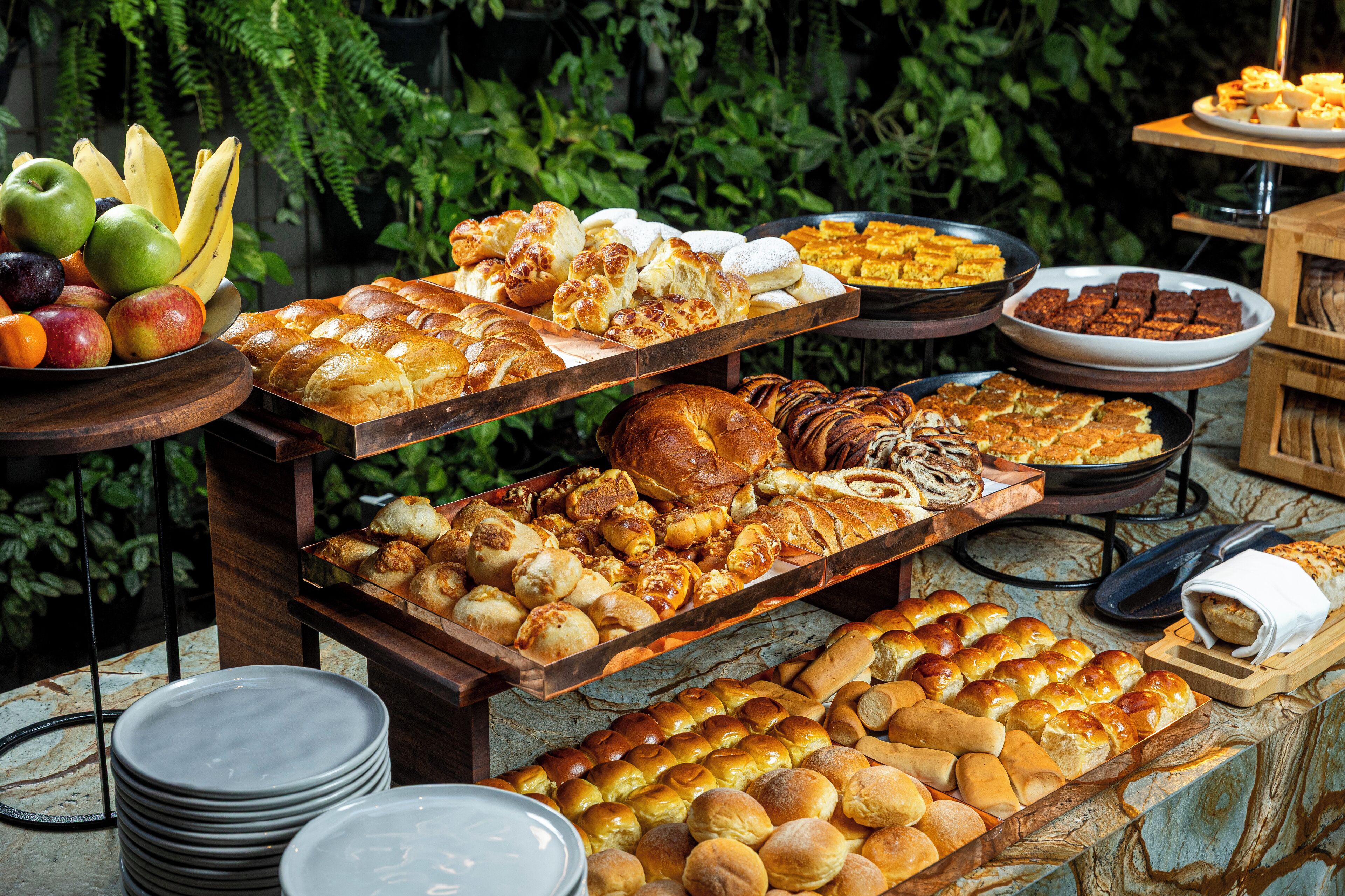 Café da manhã com buffet todos os dias mediante uma taxa