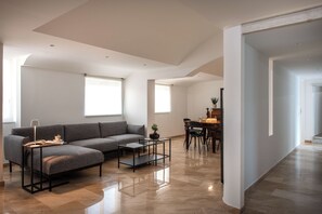 Apartment, 2 Bedrooms, City View | Living area | 30-inch TV with satellite channels