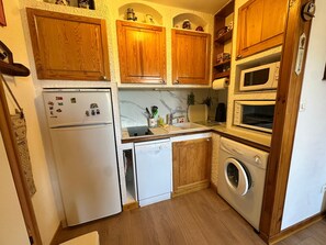 Fridge, microwave, dishwasher