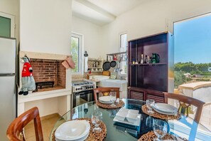 Fridge, microwave, high chair