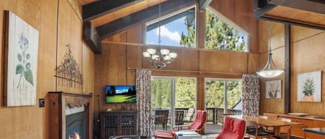 TV, fireplace