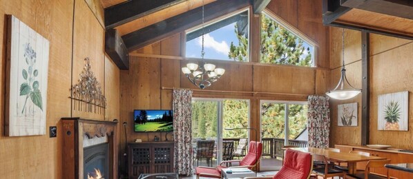 TV, fireplace