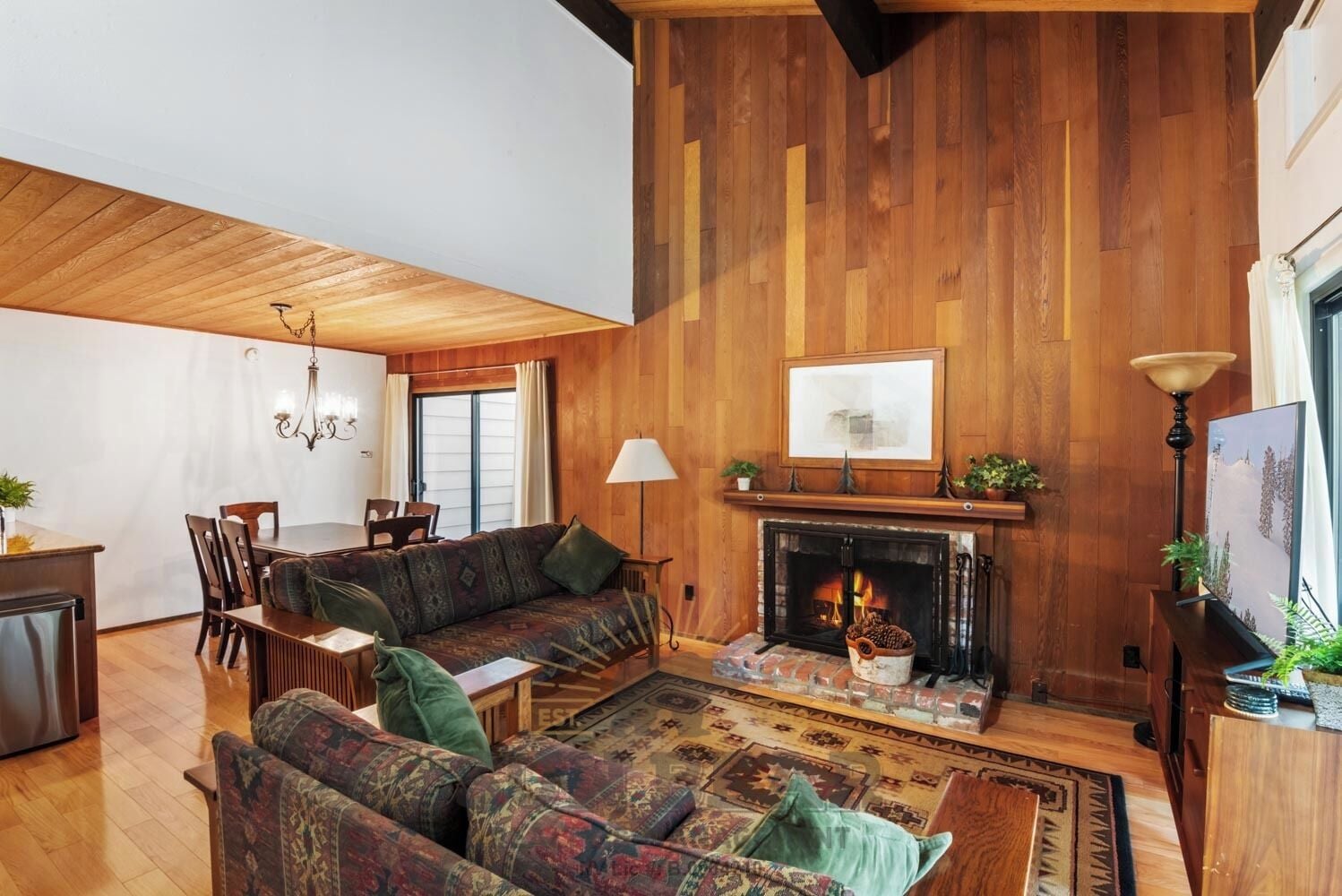 TV, fireplace